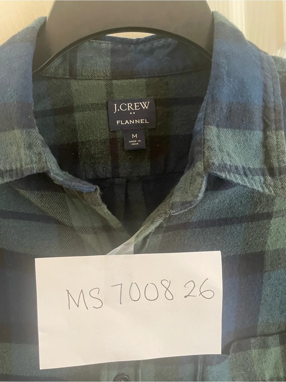 J. Crew Men's Blue and Green Plaid Button-Down Shirt Size M